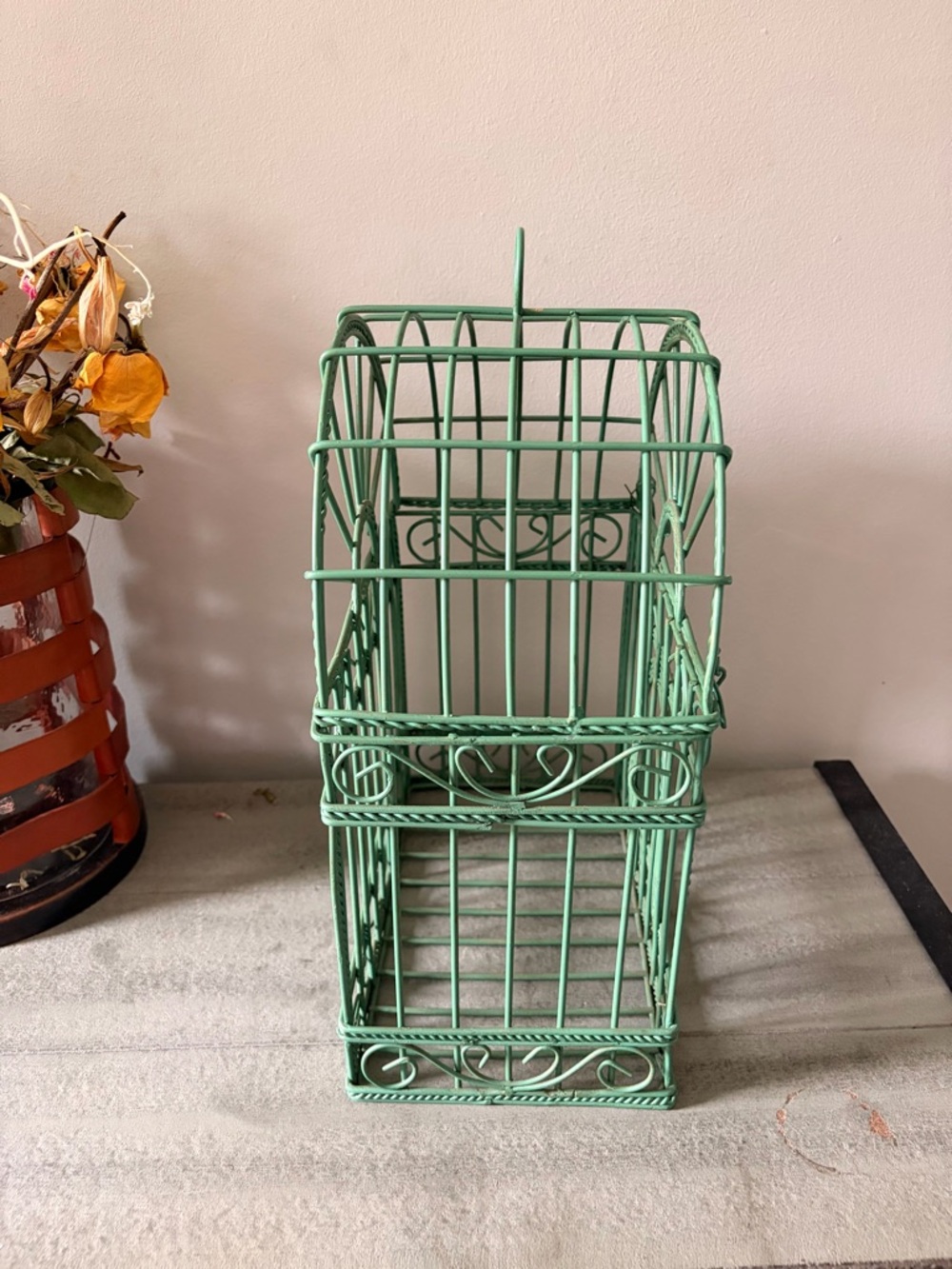 Decorative Mint Green Metal Birdcage - Picture 4 of 6
